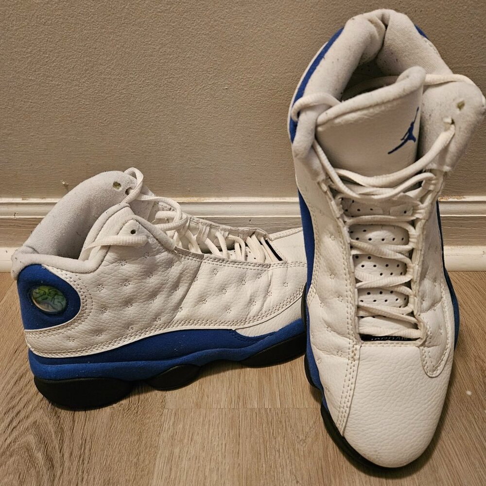 High Top, Jordans, Size 11, White and Blue, Pre Loved, Good Condition